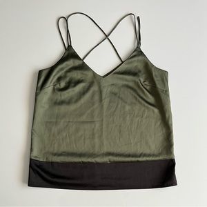 Bebe satin tank top, green, xxs